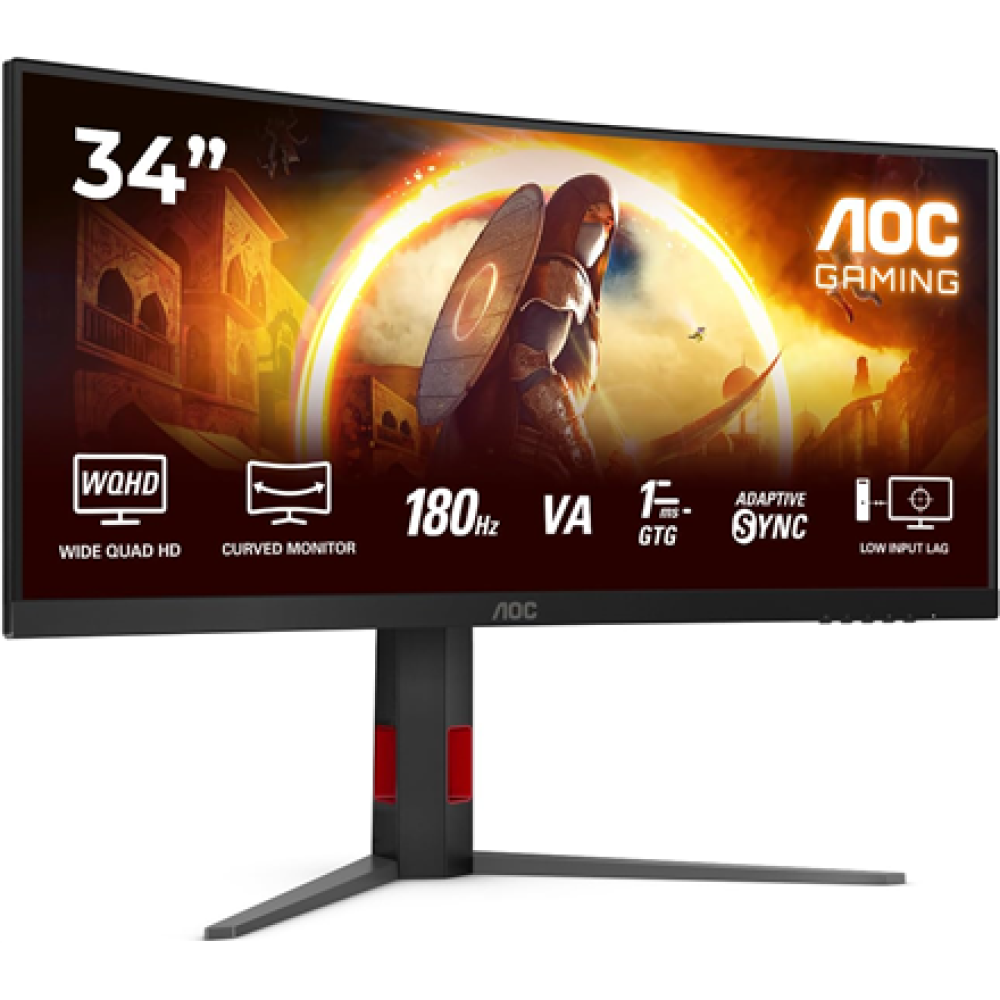 AOC CU34G4 , 34 , Fast VA , UWQHD , 21:9 , 180 Hz , 1 ms , 3440 x 1440 pixels , 300 cd/m² , HDMI ports quantity 2 , Black