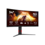 AOC , CU34G4 , 34 , Fast VA , UWQHD , 21:9 , 180 Hz , 1 ms , 3440 x 1440 pixels , 300 cd/m² , HDMI ports quantity 2 , Black