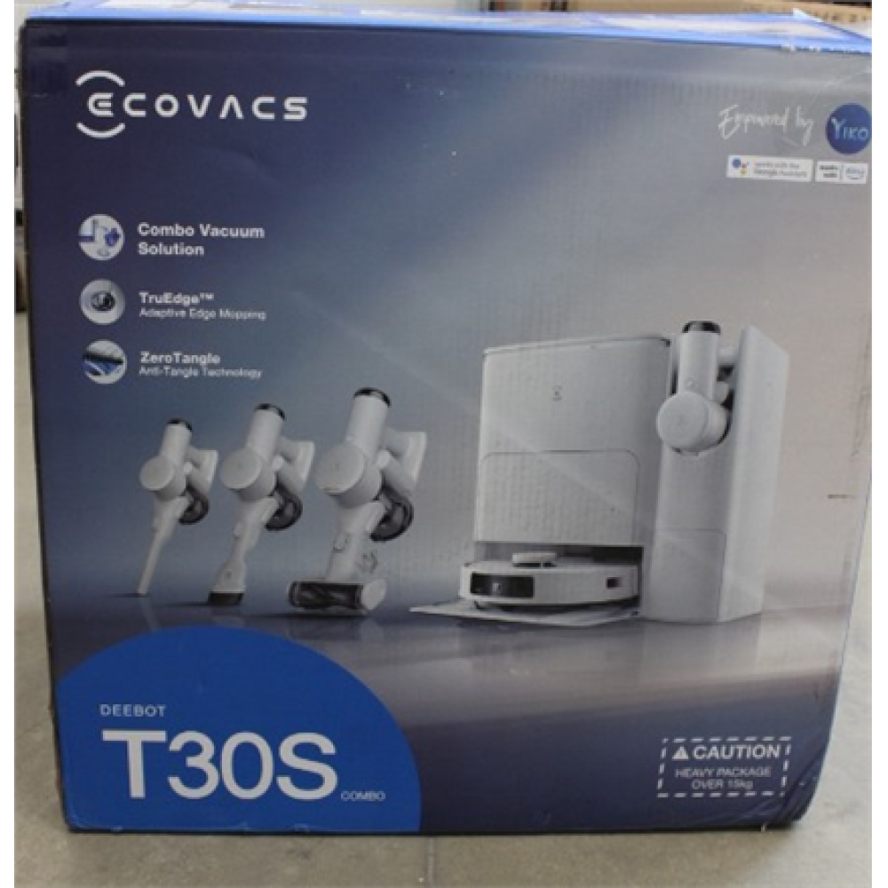 SALE OUT. Ecovacs DEEBOT T30S COMBO Vacuum cleaner,Robot+Handheld,Wet&Dry,Robot operating time 220 min,Dust bin 0,3 L,5200mAh,White+Auto-emp , Ecovacs , Vacuum cleaner , DEEBOT T30S COMBO , Wet&Dry , Li-ion , 5200 mAh , Dust capacity 3 L , 11000 P