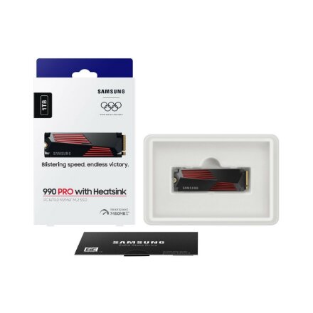 Samsung , 990 PRO with Heatsink , 1000 GB , SSD form factor M.2 2280 , Solid-state drive interface M.2 NVMe , Read speed 7450 MB/s , Write speed 6900 MB/s
