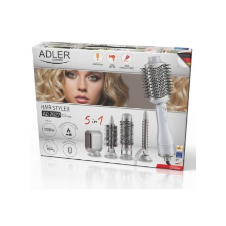 Adler 5-in-1 Curling Iron-Dryer , AD 2027 , Number of heating levels 2 , 1200 W , White/Champagne