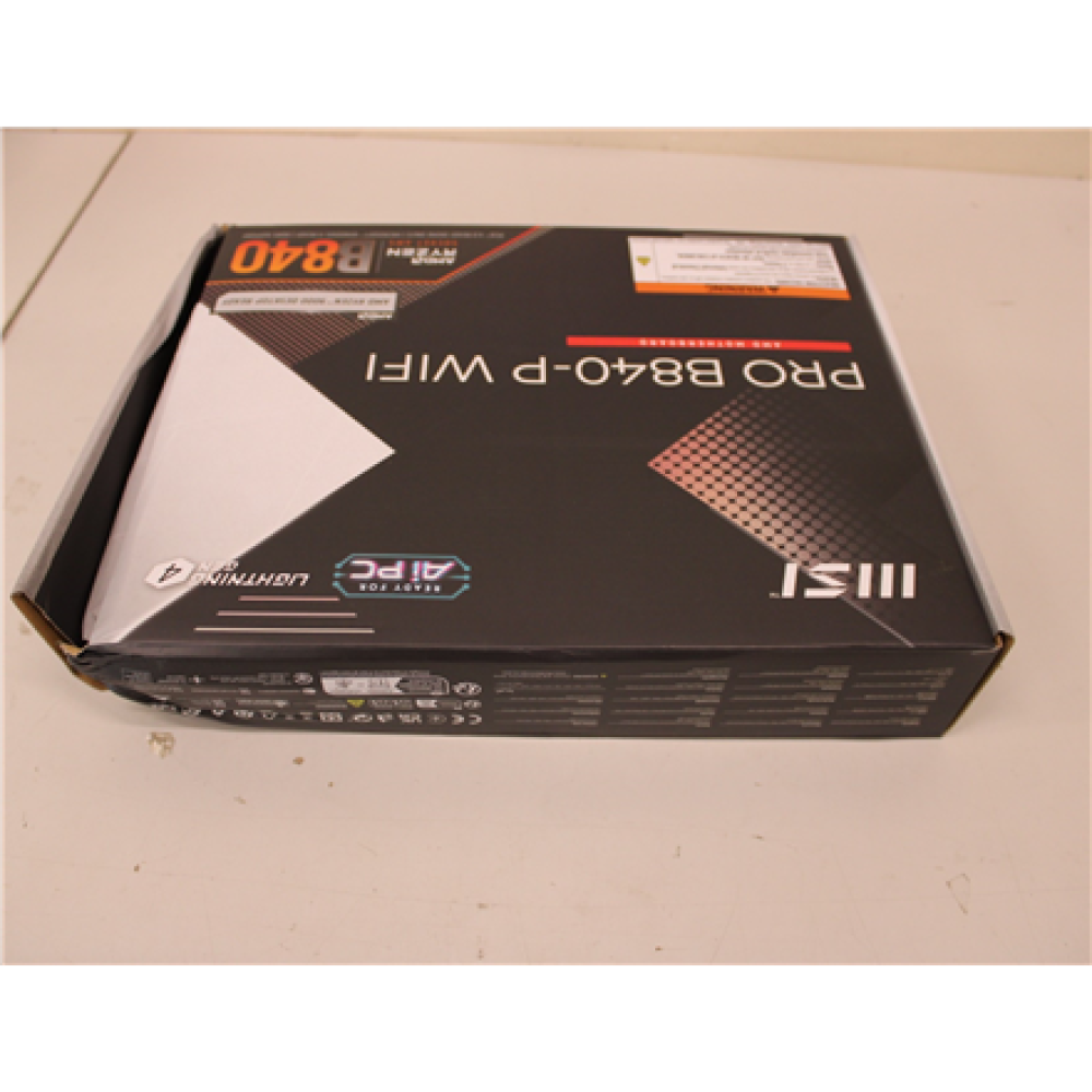 SALE OUT. MSI PRO B840-P WIFI , MSI PRO B840-P WIFI , Processor family AMD , Processor socket AM5 , DDR5 , Supported hard disk drive interfaces SATA, M.2 , Number of SATA connectors 4 , DAMAGED PACKAGING