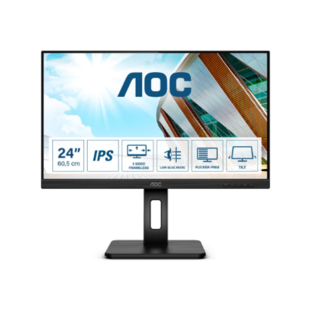 AOC , Q24P2Q , 23.8 , IPS , QHD , 16:9 , 75 Hz , 4 ms , 2560 x 1440 , 250 cd/m² , Headphone out (3.5mm) , HDMI ports quantity 1 , Black , Warranty 36 month(s)