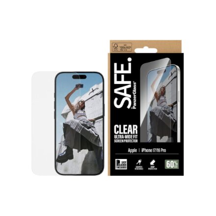 PanzerGlass Screen protector , Apple , iPhone 16 Pro/iPhone 17 , Transparent , Ultra-Wide Fit w. EasyAligner