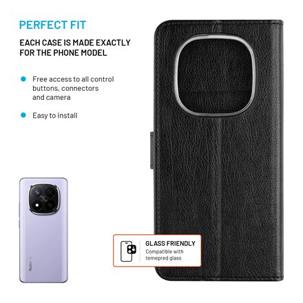 Fixed Opus , Book Case , Xiaomi , Redmi Note 15 Pro 4G , Synthetic leather , Black