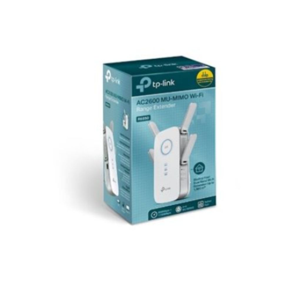 TP-LINK , AC2600 Wi-Fi Range Extender , RE650 , 802.11ac , 2.4GHz/5GHz , 800+1733 Mbit/s , 10/100/1000 Mbit/s , Ethernet LAN (RJ-45) ports 1 , MU-MiMO Yes , no PoE , Antenna type 4xExternal , No