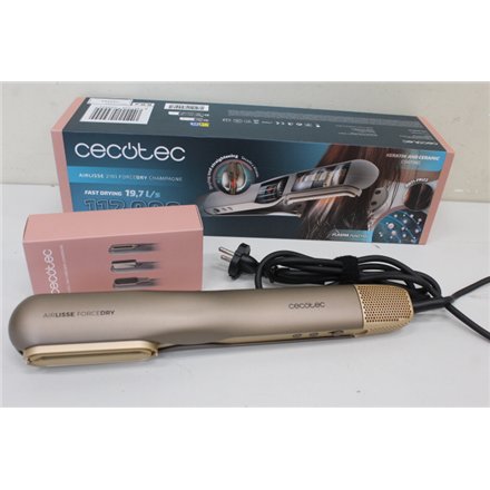 SALE OUT. , Cecotec Air Straightener , AirLisse 2in1 ForceDry Champagne , Warranty 24 month(s) , Ceramic heating system , Number of heating levels 4 , 1000 W , Beige , DEMO
