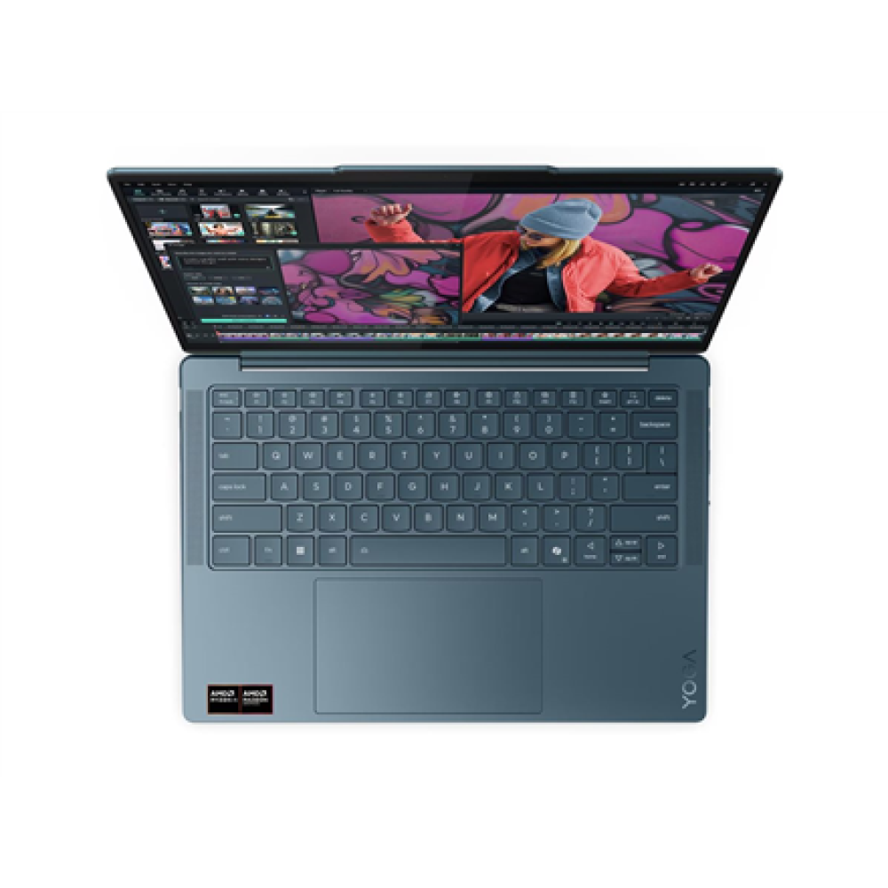Lenovo- Yoga Slim 7 14AKP10 AMD , Tidal Teal , 14 , OLED , WUXGA , 1920 x 1200 pixels , Glossy , AMD Ryzen AI 5 , 330 , 16 GB , Soldered LPDDR5X , Solid-state drive capacity 512 GB , AMD Radeon 820M Graphics , Windows 11 Home , 802.11be , Bluetooth versio
