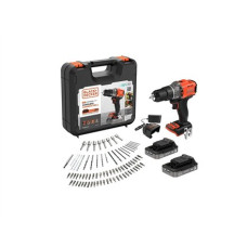 BLACK & DECKER , 18V Impact Drill (with 2 x 18V 2.0Ah batteries with charge status indicator, 1A charger and 80 accessories) , BCD383D2XKA-QW , 2.0 Ah