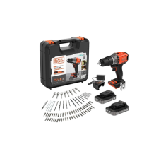 BLACK & DECKER 18V Impact Drill (with 2 x 18V 2.0Ah batteries with charge status indicator, 1A charger and 80 accessories) , BCD383D2XKA-QW , 2.0 Ah