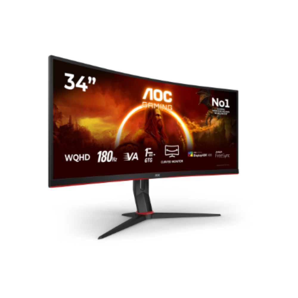 AOC , Gaming Monitor , CU34G2XP/BK , 34 , VA , 21:9 , 180 Hz , 1 ms , 3440 x 1440 pixels , HDMI ports quantity 2 , Black