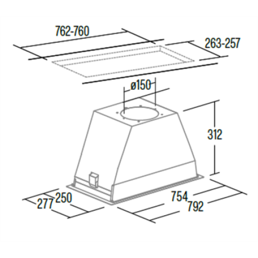 CATA , Hood , GL 75 X/D , Canopy , Energy efficiency class A , Width 90 cm , 850 m³/h , Mechanical control , EcoLed , Stainless Steel