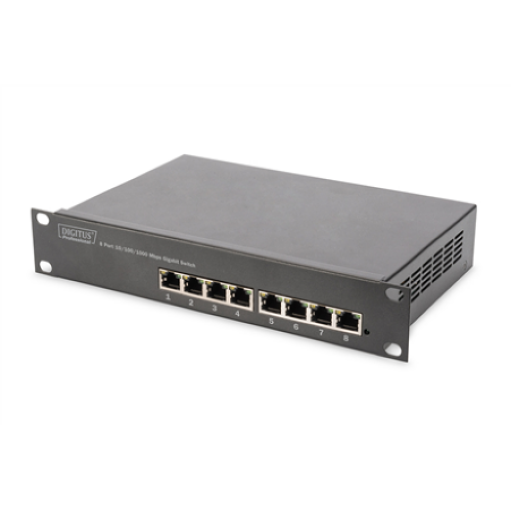 Digitus , 8-port Gigabit Ethernet Switch , DN-80114 , Unmanaged , Rackmountable , Power supply type Internal