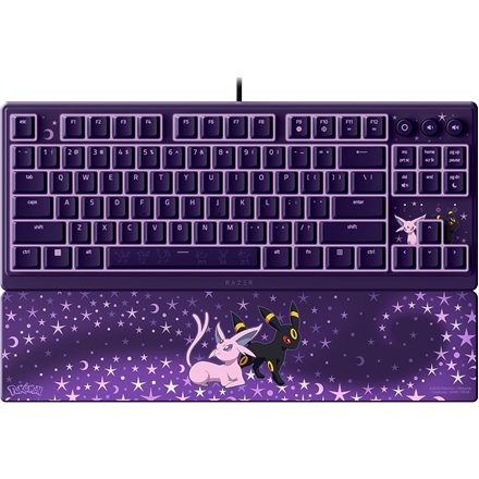 Razer Ornata V3 Tenkeyless , Gaming keyboard , Wired , US , Razer Mecha-Membrane Switches , Wrist Rest , Pokémon Espeon/Umbreon Edition