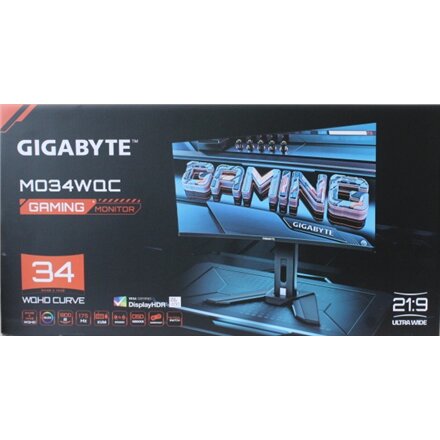 SALE OUT. GIGABYTE MONITOR 34 MO34WQC EK , SALE OUT. SALE OUT. , MO34WQC EK1 , 34 , OLED , WQHD , 175 Hz , 0.03 ms , 3440 x 1440 pixels , 250 cd/m² , HDMI ports quantity 2 , Warranty 36 month(s) , DAMAGED PACKAGING, DEMO