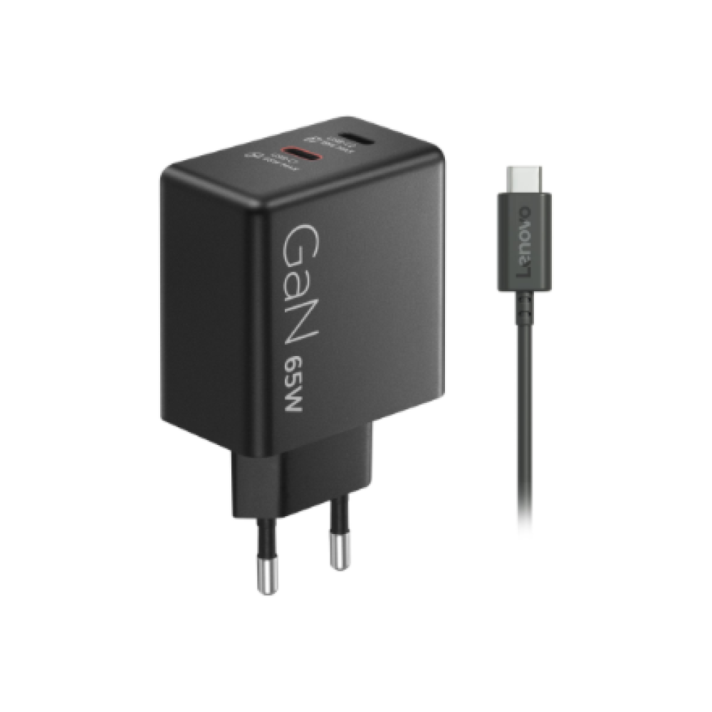 Lenovo Dual USB-C 65W GaN Charger - EU , USB-C , Charger