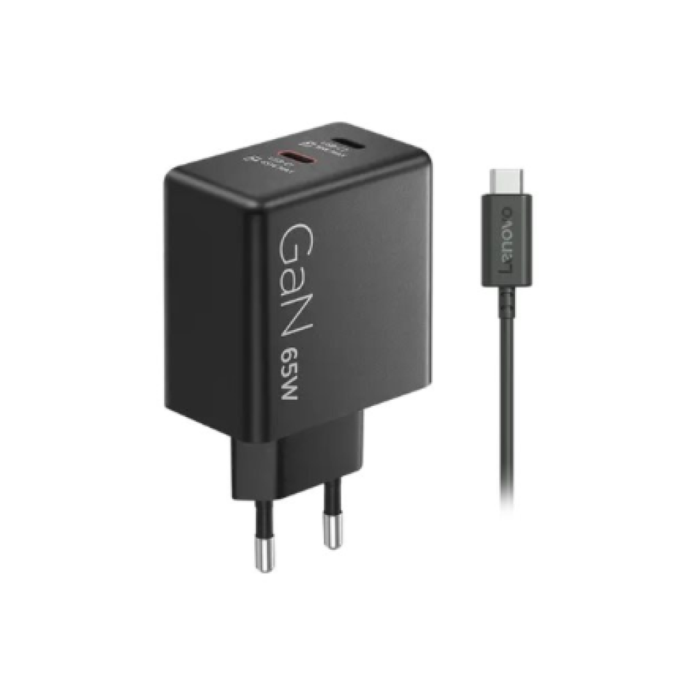 Lenovo Dual USB-C 65W GaN Charger - EU , USB-C , Charger
