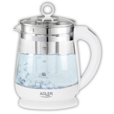 Adler Kettle AD 1299 Electric, 2200 W, 1.5 L, Glass/Stainless steel, 360° rotational base, White
