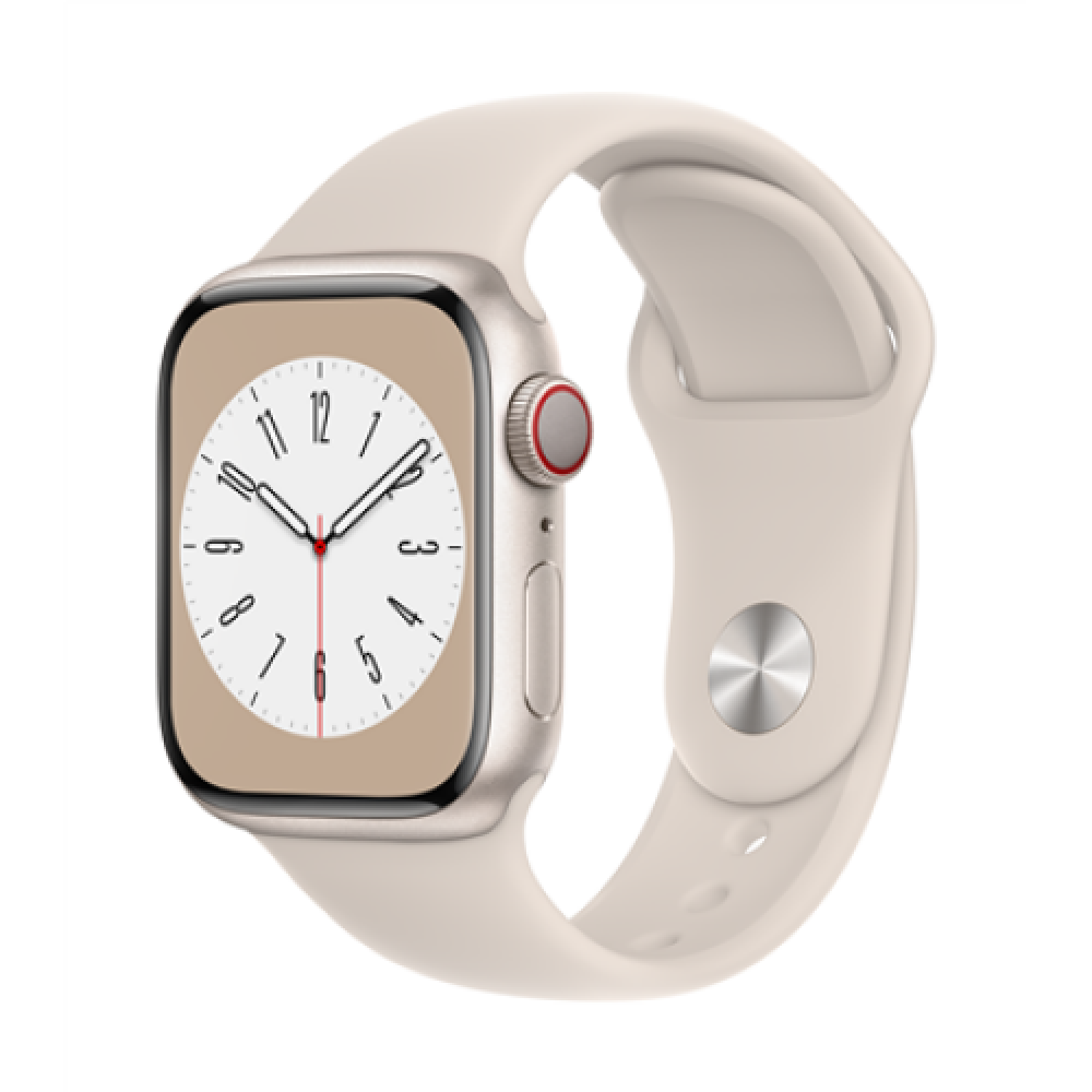 Apple Watch Series 8 GPS + Cellular 41mm Smart watches GPS (satellite) Retina LTPO OLED Touchscreen Heart rate monitor Waterproof Bluetooth Wi-Fi Starlight