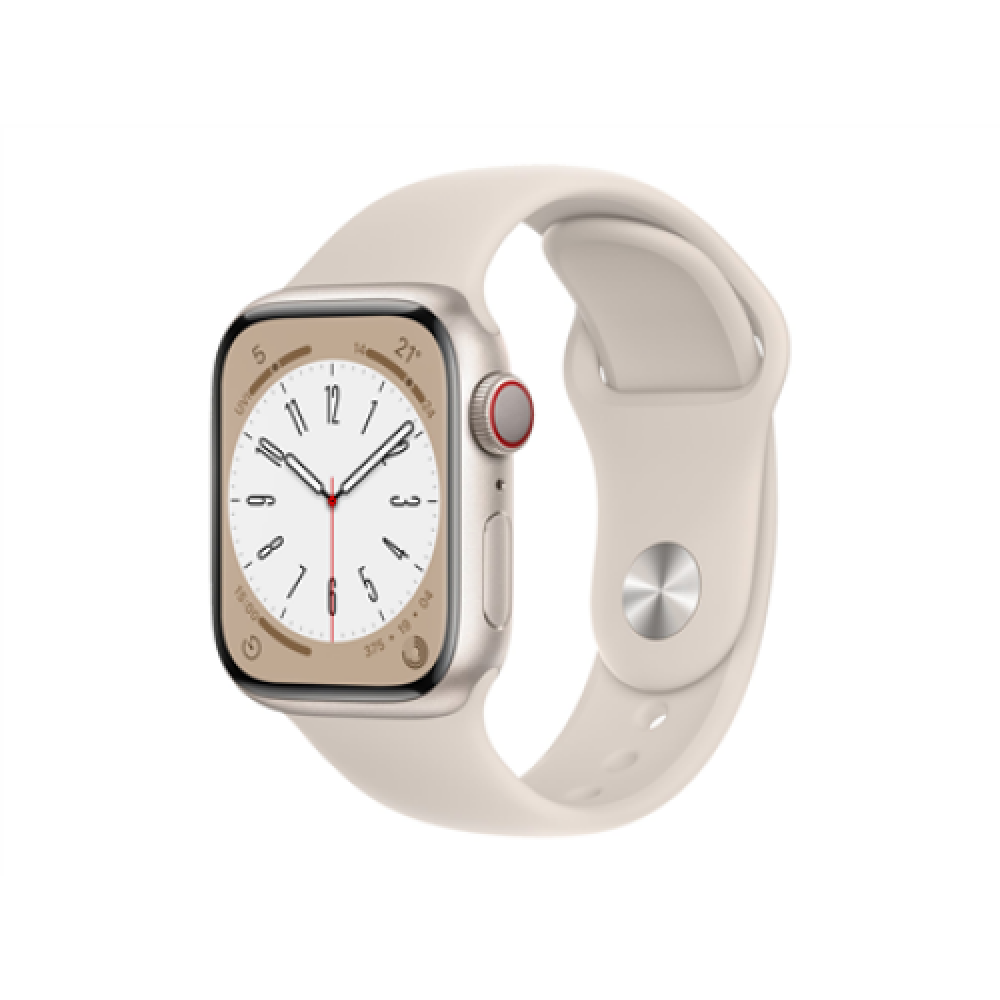 Apple Watch Series 8 GPS + Cellular 41mm Smart watches GPS (satellite) Retina LTPO OLED Touchscreen Heart rate monitor Waterproof Bluetooth Wi-Fi Starlight