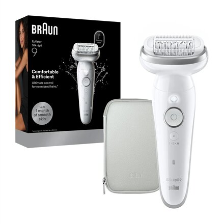 Braun Epilator , Silk-épil 9 SES9-000 , Operating time (max) 50 min , Number of power levels 2 , Wet & Dry , White/Silver