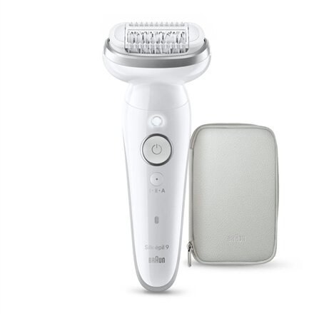 Braun Epilator , Silk-épil 9 SES9-000 , Operating time (max) 50 min , Number of power levels 2 , Wet & Dry , White/Silver