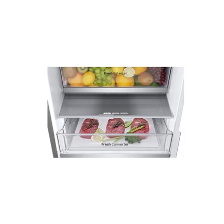 LG Refrigerator , GBV7170EPY , Energy efficiency class E , Free standing , Combi , Height 186 cm , No Frost system , Fridge net capacity 234 L , Freezer net capacity 110 L , Display , 35 dB , Silver