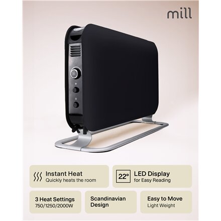 Mill , Heater , SG2000LED , Convection Heater , 2000 W , Number of power levels 3 , Suitable for rooms up to 5-20 m² , Black
