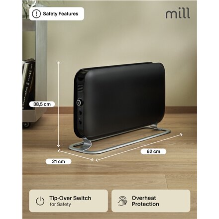 Mill , Heater , SG2000LED , Convection Heater , 2000 W , Number of power levels 3 , Suitable for rooms up to 5-20 m² , Black