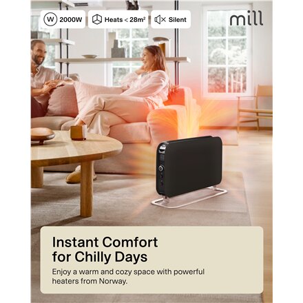 Mill , Heater , SG2000LED , Convection Heater , 2000 W , Number of power levels 3 , Suitable for rooms up to 5-20 m² , Black