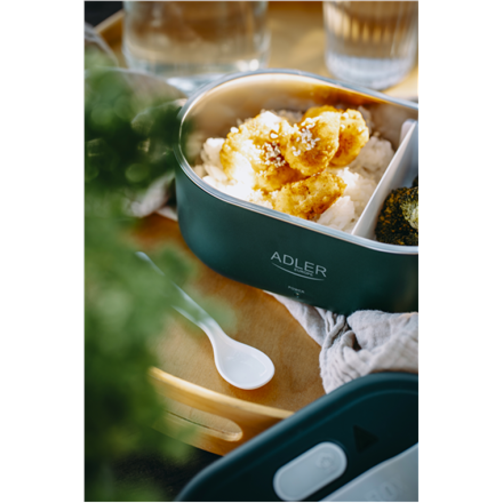 Adler , Electric lunch box with thermal bag , AD 4522 , 0.8 L , Plastic/Stainless steel , Green , Lid included