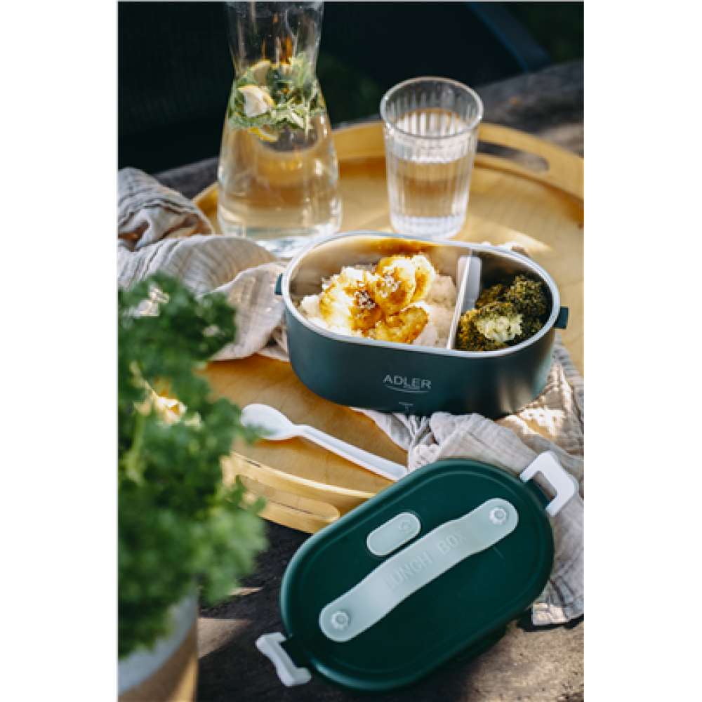 Adler , Electric lunch box with thermal bag , AD 4522 , 0.8 L , Plastic/Stainless steel , Green , Lid included