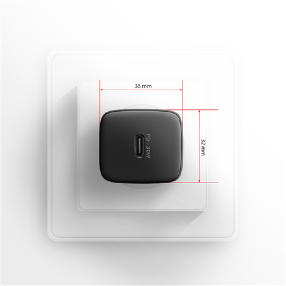 AXAGON Sil wallcharger 1x port USB-C, PD3.0/PPS/QC4+/SFC/AFC/Apple, 30W , ACU-PD30