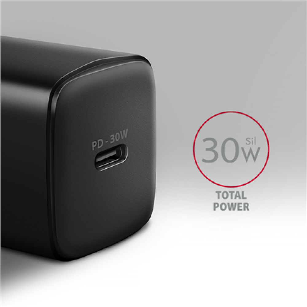 AXAGON Sil wallcharger 1x port USB-C, PD3.0/PPS/QC4+/SFC/AFC/Apple, 30W , ACU-PD30