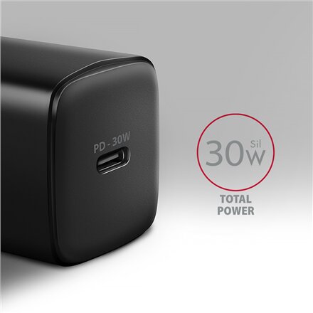 AXAGON Sil wallcharger 1x port USB-C, PD3.0/PPS/QC4+/SFC/AFC/Apple, 30W , ACU-PD30