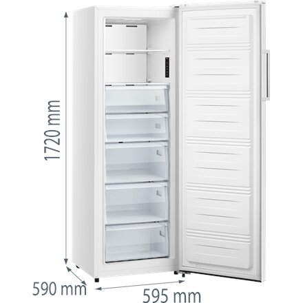 Gorenje FN617EEW5 , Energy efficiency class E , Upright , Free standing , Height 172 cm , Total net capacity 240 L , No Frost system , Display , White