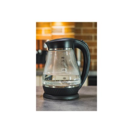 Adler , Kettle , AD 1274 , Standard , 2200 W , 1.7 L , Plastic/Glass , 360° rotational base , Black/Transparent