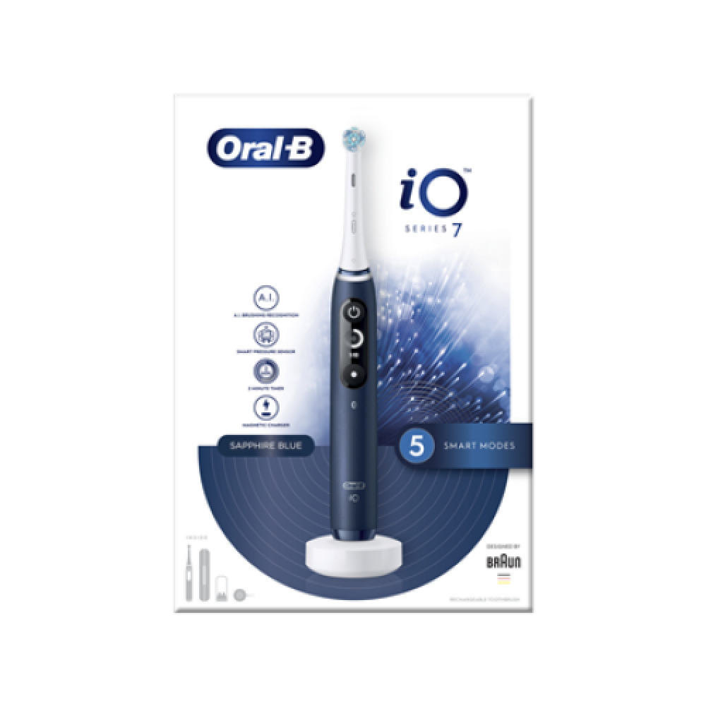Oral-B , Electric Toothbrush , iO7 Series , Rechargeable , For adults , Number of brush heads included 1 , Number of teeth brushing modes 5 , Saphire Blue