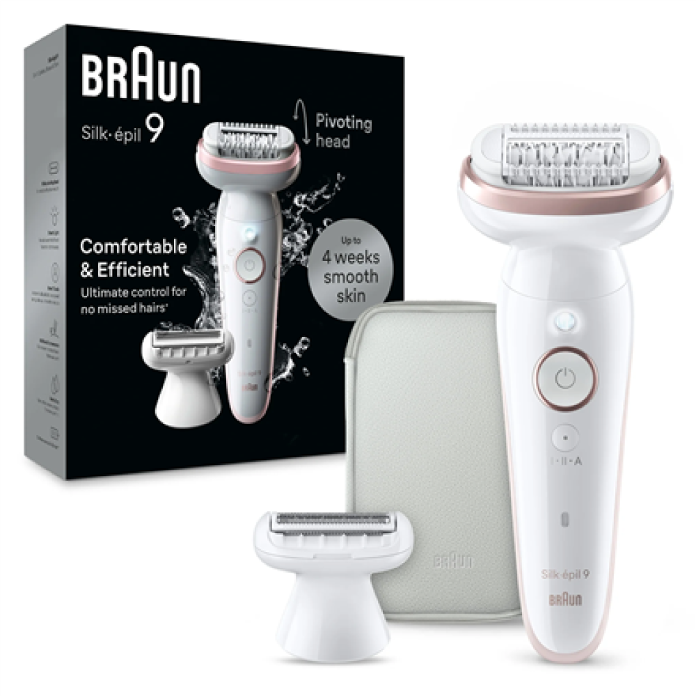 Braun Epilator , SES9-030 Silk épil 9 , Operating time (max) 50 min , Number of power levels 2 , Wet & Dry , White/Rose