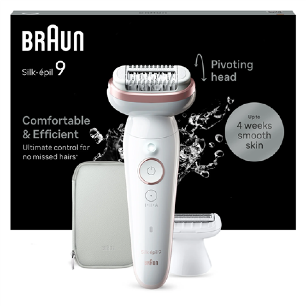 Braun Epilator , SES9-030 Silk épil 9 , Operating time (max) 50 min , Number of power levels 2 , Wet & Dry , White/Rose