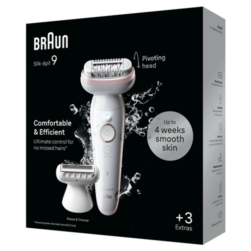 Braun Epilator , SES9-030 Silk épil 9 , Operating time (max) 50 min , Number of power levels 2 , Wet & Dry , White/Rose
