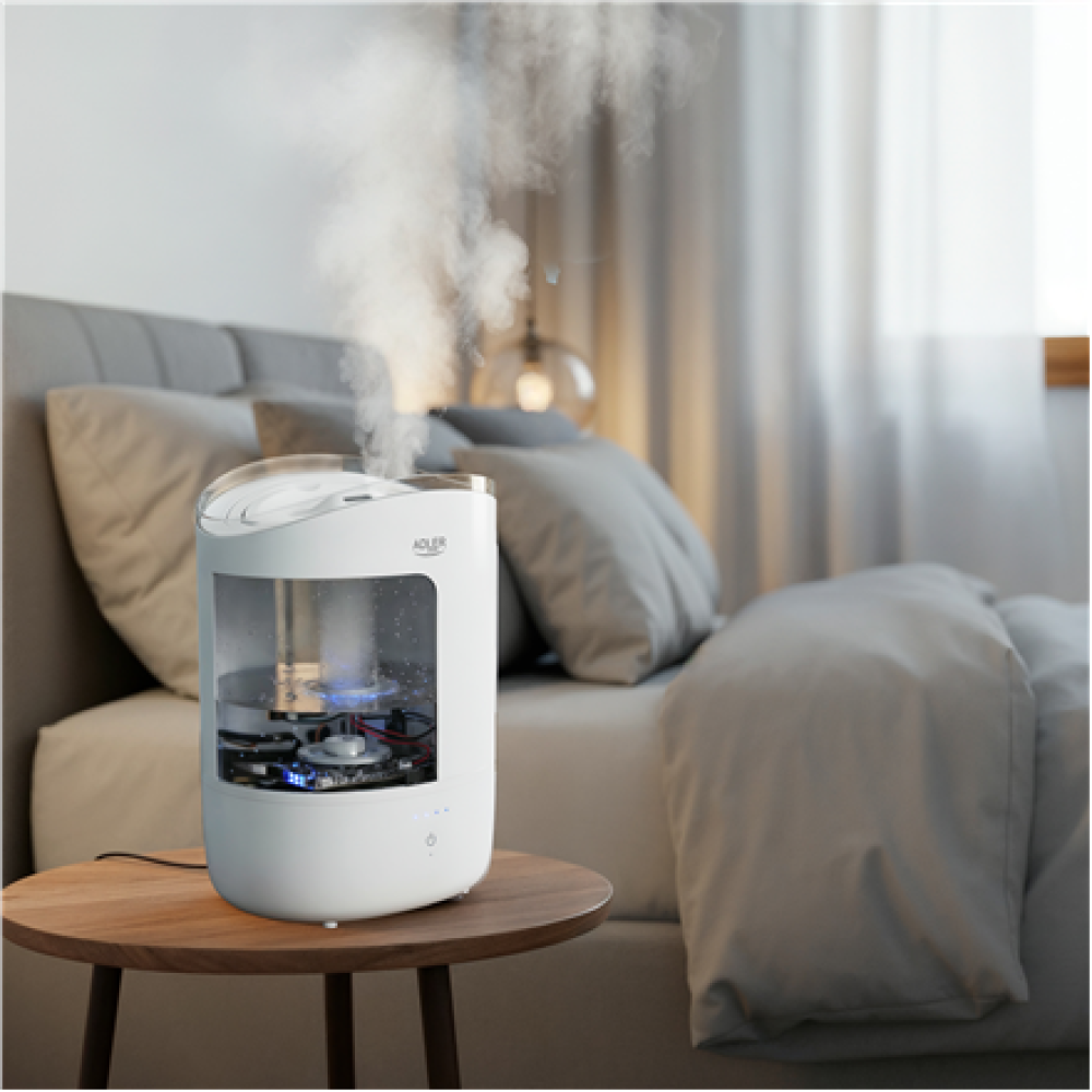 Adler Humidifier , AD 7971 , 30 W , Water tank capacity 5 L , Ultrasonic , Humidification capacity 100-250 ml/hr , White