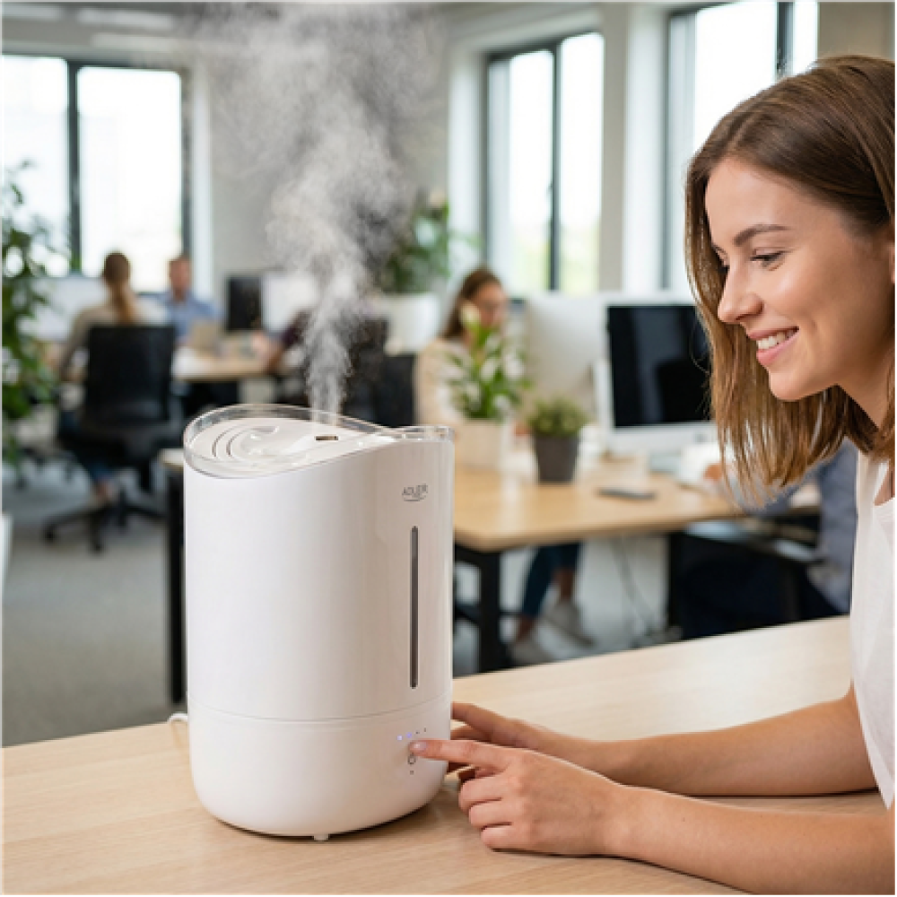 Adler Humidifier , AD 7971 , 30 W , Water tank capacity 5 L , Ultrasonic , Humidification capacity 100-250 ml/hr , White