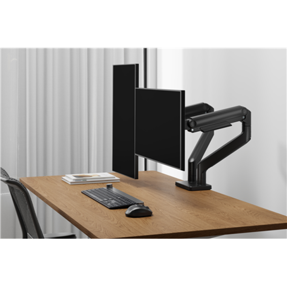 Digitus Desk Mount , Height, tilt, rotation, depth, pivot , Dual Monitor Mount , 2x 45 , Maximum weight (capacity) 2x 20 kg , Black