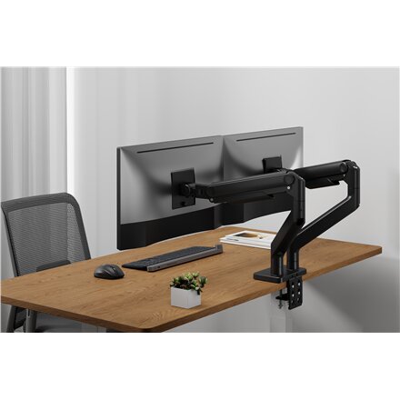 Digitus Desk Mount , Height, tilt, rotation, depth, pivot , Dual Monitor Mount , 2x 45 , Maximum weight (capacity) 2x 20 kg , Black