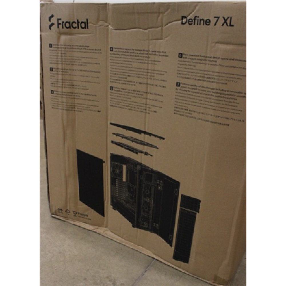 SALE OUT. Fractal Define 7 XL Black TG Dark Tint , Fractal Design , Define 7 XL TG Dark Tint , Side window , Black , E-ATX , DAMAGED PACKAGING, DENT ON SIDE , Power supply included No , ATX