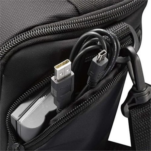 Case Logic , DCB-306 SLR Camera Bag , Black , * Designed to fit an SLR camera with standard zoom lens attached * Internal zippered pocket stores memory cards, filter or lens cloth * Side zippered pockets store an extra battery, cables, lens cap, or small 