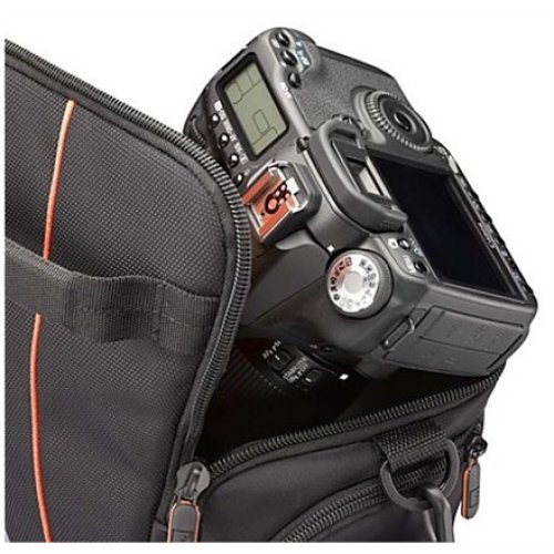 Case Logic , DCB-306 SLR Camera Bag , Black , * Designed to fit an SLR camera with standard zoom lens attached * Internal zippered pocket stores memory cards, filter or lens cloth * Side zippered pockets store an extra battery, cables, lens cap, or small 