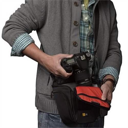 Case Logic , DCB-306 SLR Camera Bag , Black , * Designed to fit an SLR camera with standard zoom lens attached * Internal zippered pocket stores memory cards, filter or lens cloth * Side zippered pockets store an extra battery, cables, lens cap, or small 