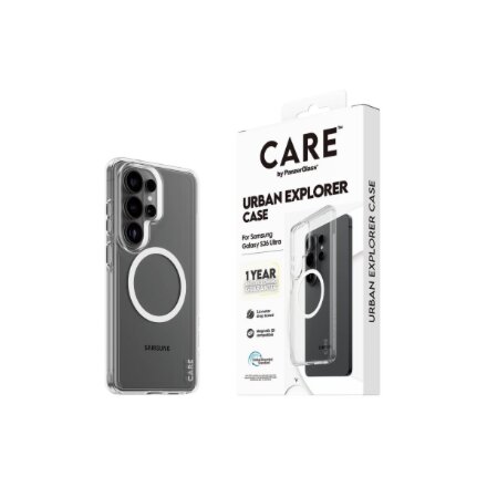 CARE by PanzerGlass Urban Explorer Case Transparent w. White Qi Samsung New Galaxy S26 Ultra , PanzerGlass